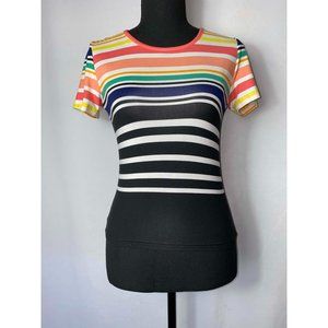 Derek Heart Fitted Multicolored Striped Shirt Size Small